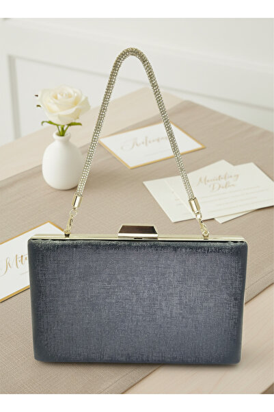 Biçanta Navy Blue Color Matte Anti-Scratch Leather Stone Handle Wedding Engagement Graduation