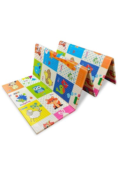 DELT Katlanabilir Çift taraflı Çocuk Bebek Oyun Matı Oyun Aktivite Halısı - 150x200x1 cm (ÇANTALI)
