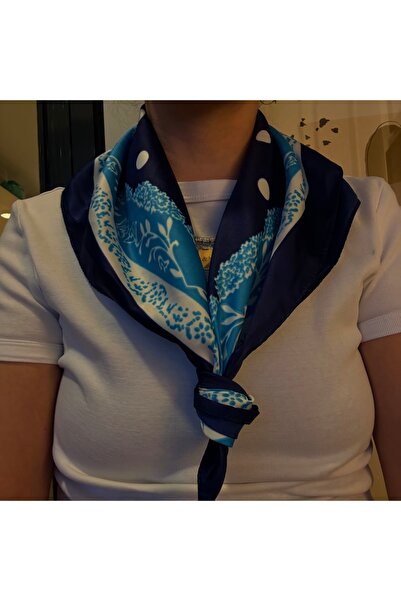 Junsui Accessories Navy Blue Polka Dot Scarf