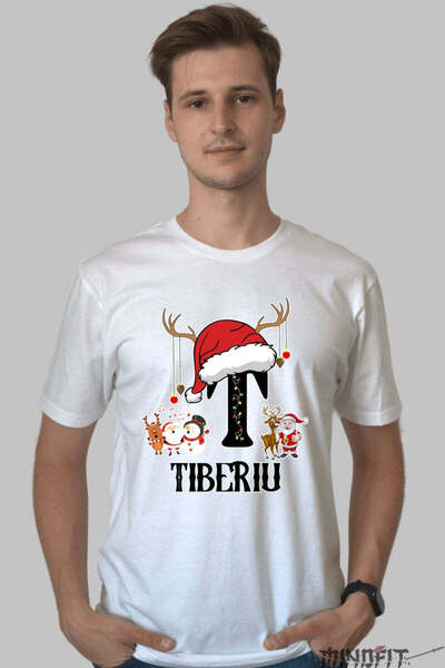 GILDAN Tricou Craciun Tiberiu Litera T Cu Reni Si Mosul Barbat