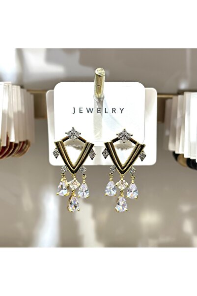 JEWELRY أقراط متدلية من الكريستال الذهبي
