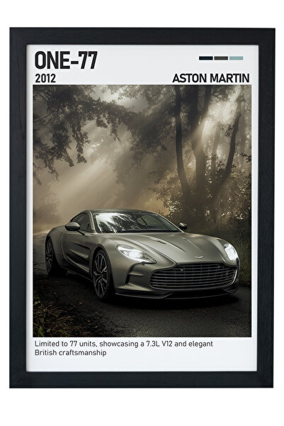 gxe.art Pictură cu poster cu rama din lemn Aston Martin One-77 – Colecția Hyp...