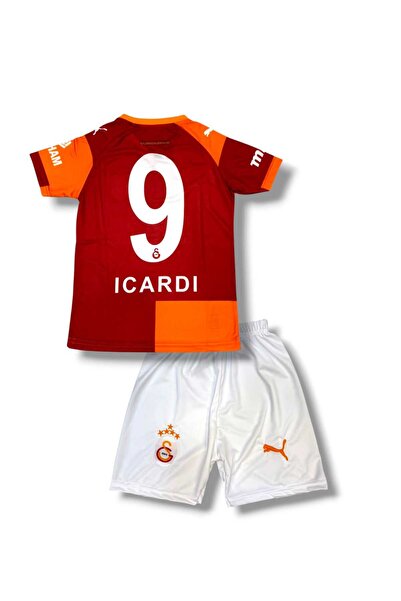 FOLKLORİST Mauro.Îcârd'î 9 Galatasarâ'y Sarı Kırmızı 2026 Parçalı Yeni Sezon Çocuk Futbol Forması 2'Lü Seti