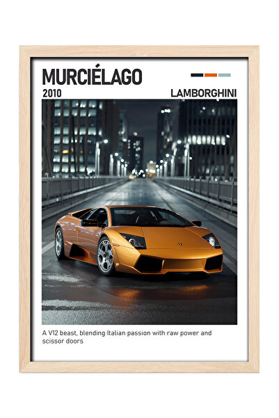 gxe.art Pictură cu poster cu rama din lemn Lamborghini Murciélago – V12 Supercar
