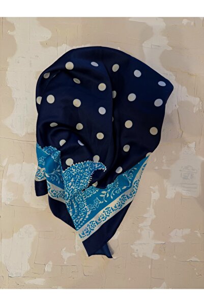 Junsui Accessories Navy Blue Polka Dot Scarf