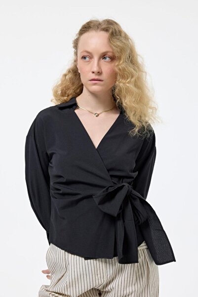 Shoe Box By Quzu Quzu 00130 Bluză de damă cu detaliu de legare în față