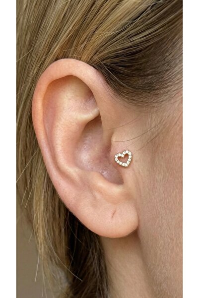 alysa jewelry Cerrahi Çelik zirkon taşlı kalp Piercing conch Tragus heliks lobe