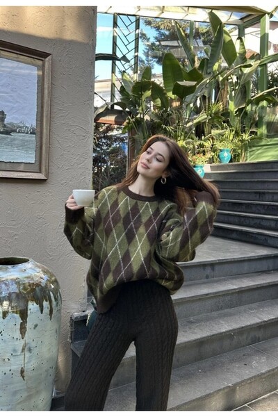 Nreal Baklava Desen Premium Triko Kadın Kazak