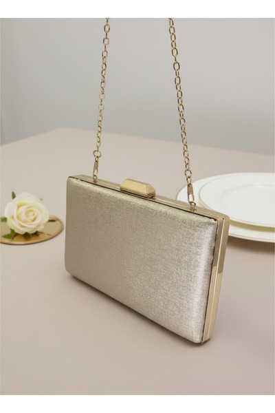 Biçanta Gold Gold Dore Color Matte Anti-Scratch Leather Pearl Wedding Engagement Graduation