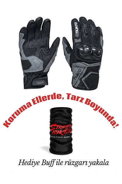 Nukrotech Nukro DRAVEN 3 Mevsim Deri Eldiven – Gri