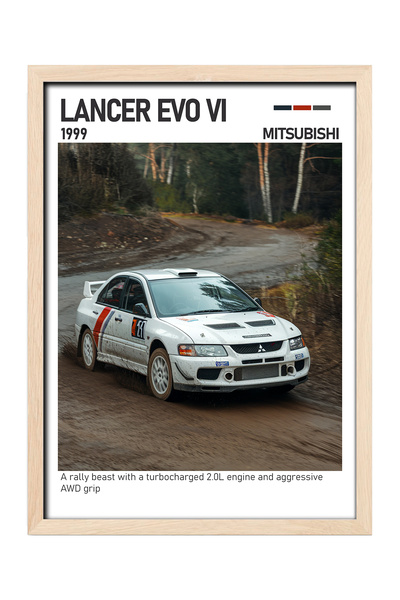 gxe.art Mitsubishi Lancer EVO VI Slika na drvenom posteru – JDM legenda relija