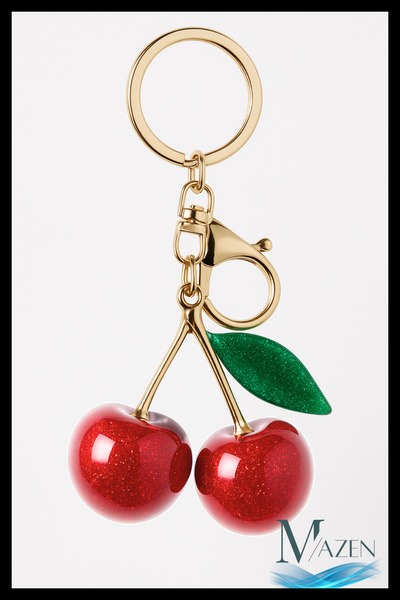 MAZEN سلسلة مفاتيح وتعليقة حقيبة على شكل فاكهة براقة كبيرة الحجم |   جودة ممتازة |   نماذج الفراولة – الكرز – التفاح