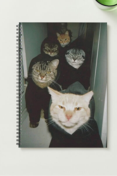 BLACKONECLASS دفتر ملاحظات من سلسلة CAT TEAM بغلاف معدني حلزوني من الورق المق...