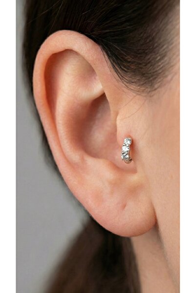 alysa jewelry Cerrahi Çelik zirkon taşlı halka Piercing 6mm Tragus