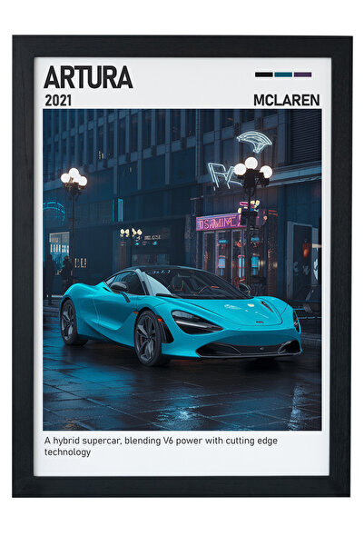 gxe.art McLaren Artura drveni uokviren poster slika – hibridni superautomobil