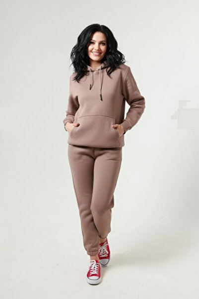 fh fashionhere Women's Hooded Kangaroo Pocket 3 Thread Fleece Inside Soft Tracksuit Set