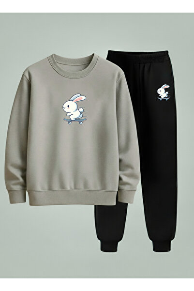 LORVEX Swea tricou - Set de trening unisex pentru copii, cu guler tip crewnec...