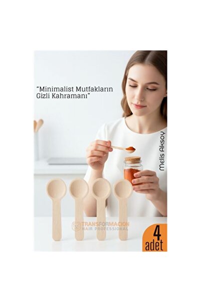 Fırsatkolik مجموعة ملاعق قياس خشبية مكونة من 4 قطع - خشب طبيعي بطول 6.5 سم، م...