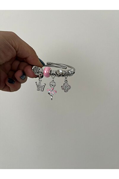 thesecret desire سوار فولاذي بتفاصيل فضية – تصميم أنيق مع أشكال التاج والراقص...