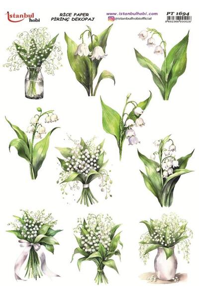 İstanbul Hobi ورق ديكور نحاسي 30×42 سم PT-1694 زهرة ورقة باقة