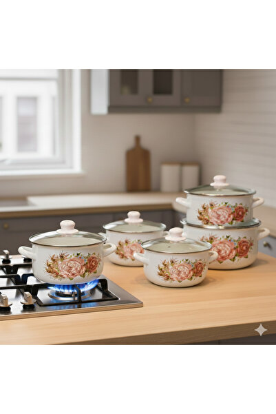 Generic A set of cookware decorated with elegant designs in several sizes