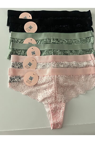nuda luna Chiloți pentru femei Asorti Detaliu din dantelă Pachet de 6