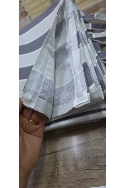 DEVRİM OLİVYA TEKSTİL Anthracite Gray Cornice Outdoor Sunshade Wind Resistant Balcony Curtain with Bottom and Side Ties