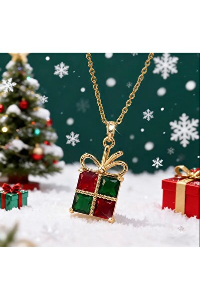 deluxe takı ve giyim قلادة على شكل علبة هدايا بمناسبة العام الجديد مصنوعة من ...