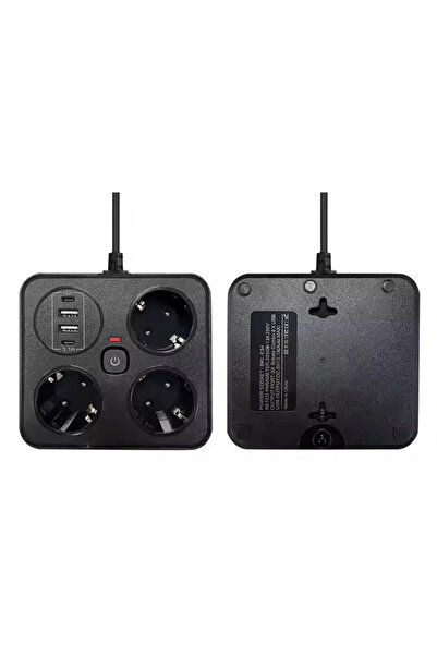 Marsilyan Akım Korumalı Anahtarlı Priz - 3x Priz - 2x Usb - 2x Type-c - 2 Mt ...