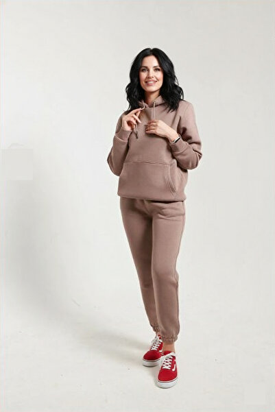 fh fashionhere Women's Hooded Kangaroo Pocket 3 Thread Fleece Inside Soft Tracksuit Set