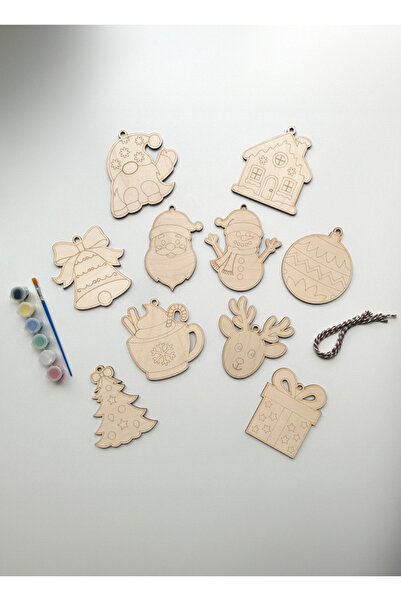 Woodiac It's Woodiful! Ahşap Yılbaşı Ağacı Süsü Boyama Seti - Boya, Fırça ve ...