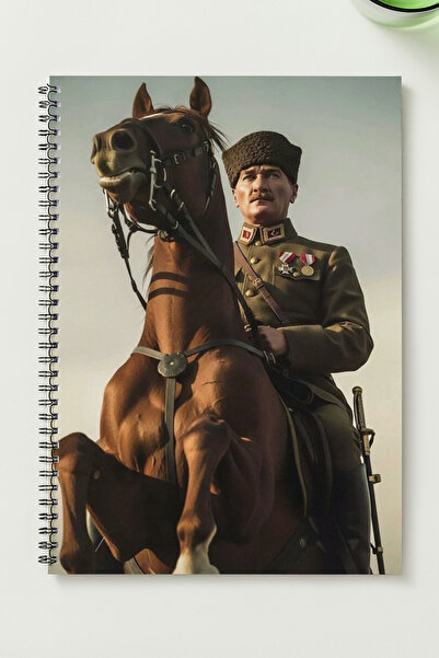BLACKONECLASS ATATÜRK A5 Metal Spiralli Çizgisiz kalın bristol Kapak ATATÜRK ...