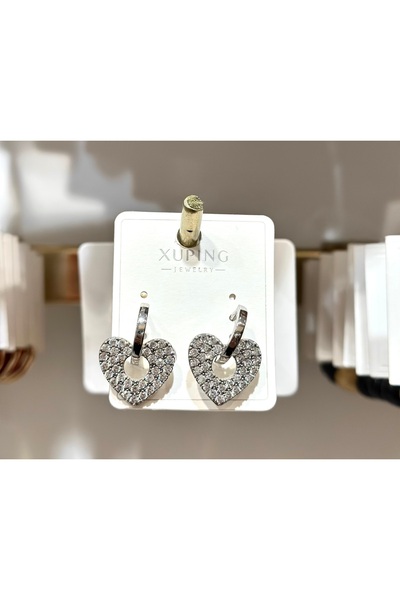 XUPING JEWELRY Xuping Zircon Stone Heart Steel Earrings