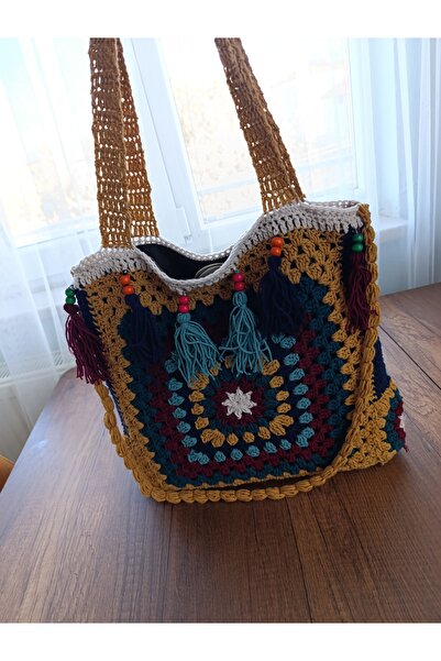 ÇATI KATI Vintage El Örgüsü Masal Heybesi Çanta