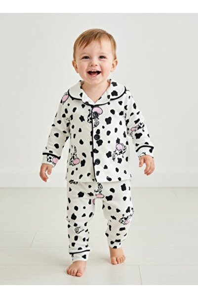 Bolly Baby طقم بيجامة أطفال من القطن بنسبة 100% من نوع B مطبوع K بأزرار على ا...