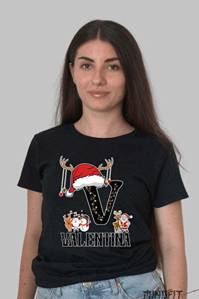 GILDAN Tricou Craciun Valentina Litera V Cu Reni Si Mosul Femeie