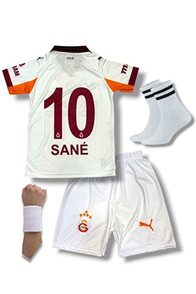 FOLKLORİST Leroy Sané 10 Galatasarâ'y Beyaz Polo Yaka 2026 Yeni Sezon Çocuk Futbol Forması 4'Lü Seti