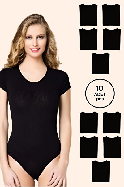 Altınay Women's Cotton Half Sleeve Snap Fastener Bodysuit (10 Pieces)