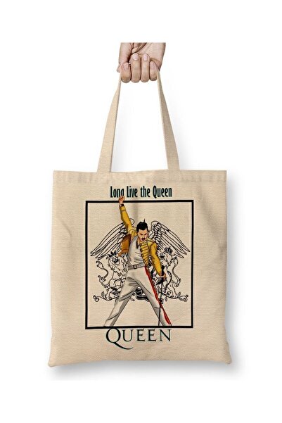 Toyaso Queen White Tote Bag Long Handle Shopping Bag Beach Bag