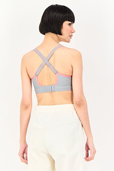 Under Armour Women Brand Logo Padded Training Sports Bra, Grey