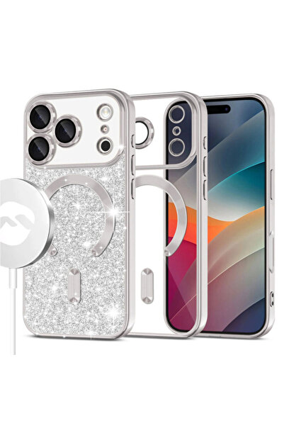 Apple Husa MagSparks » iPhone 17 Pro, Sclipici, Strat Dublu, Capac Lentilă, Argintiu