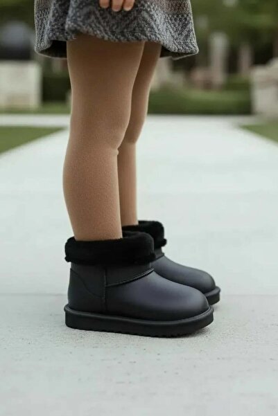 NAVİSHOES Siyah Çocuk Su Geçirmez Kürklü Yağmur Botu 2828NAV