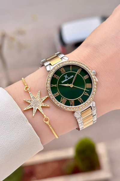 Daniel Klein Kadranı Yeşil Kordonu Gold Gri Renk Ayarlanabilir Kordonlu 35 mm...