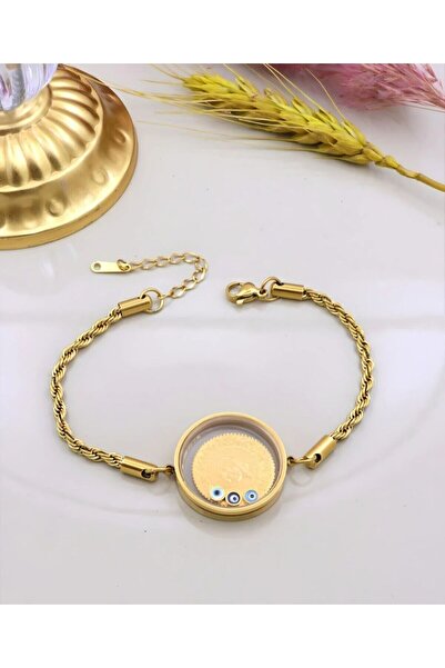 AKSESUARIM Women's Rope Chain Quarter Glass Steel Bracelet