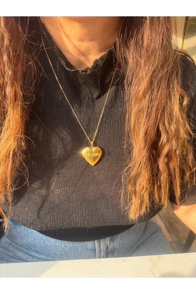 mibrillo Steel Openable Heart Model, Double-Sided Usable, Picture Can Be Inserted Commemorative Necklace