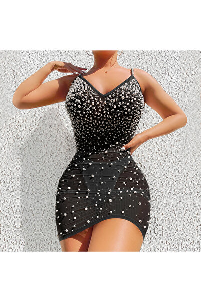 RAHAF TİCARET Women's Sleeveless Transparent Mesh Dress