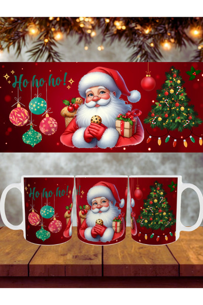 HobiShop Yılbaşı Temalı Full Kaplama Hediyelik Porselen Kupa Bardak Model 52