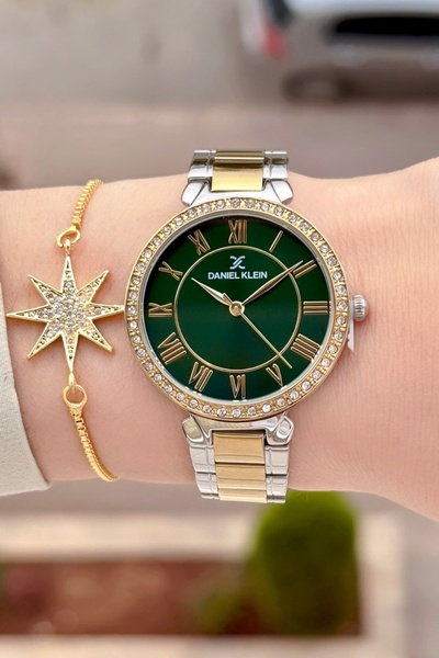 Daniel Klein Kadranı Yeşil Kordonu Sarı Silver Renk 24 Ay Garantili 35 mm Kad...