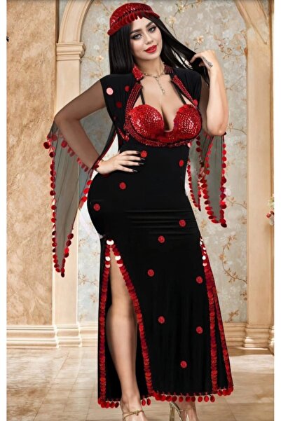 RAHAF TİCARET Yan Yırtmaçlı Likralı Oryantal Dans Kostümü