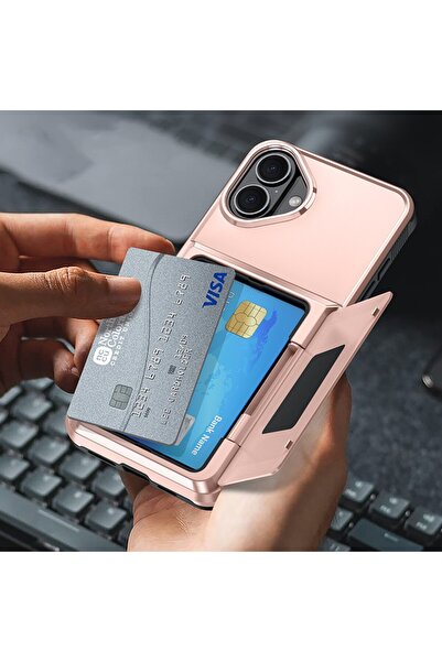 Flippy Rose gold card slot phone case for iPhone 17